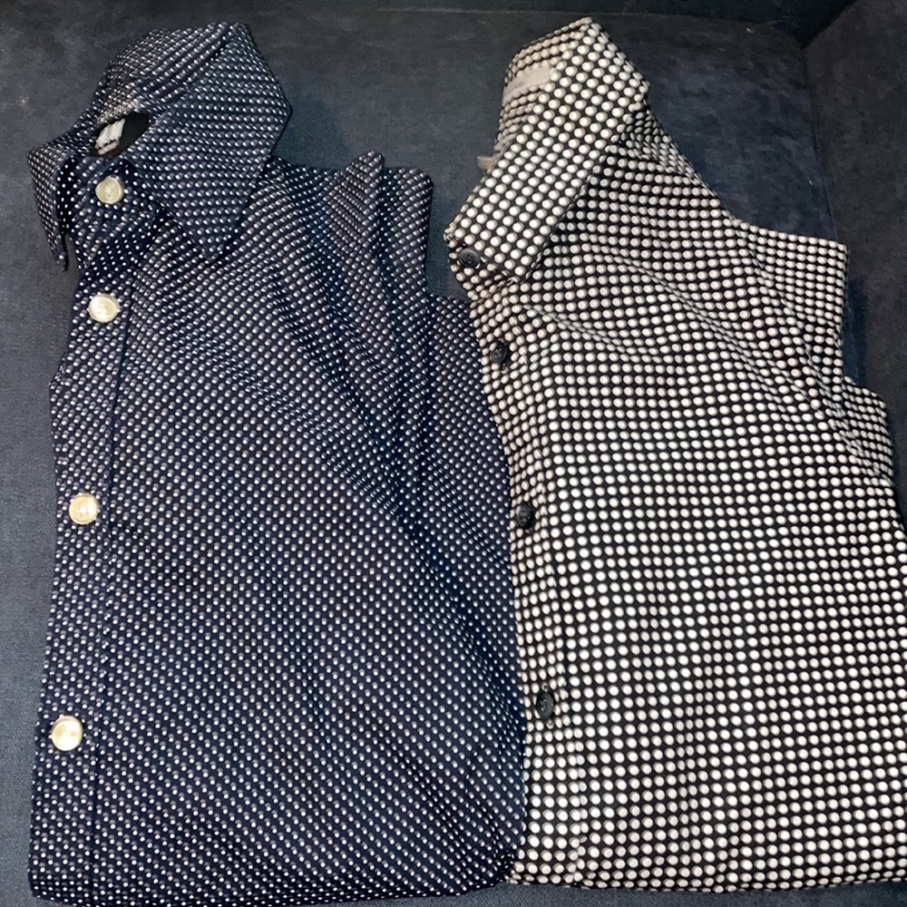 2Polka Dot Long Sleeve Fitted Button Down Shirts Size X-Small Express:Forever21